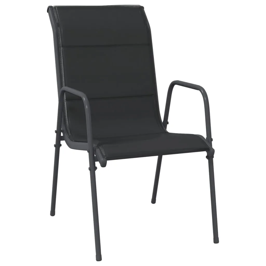 Patio Chairs Outdoor Stack Chair for Patio Steel and Textilene Black