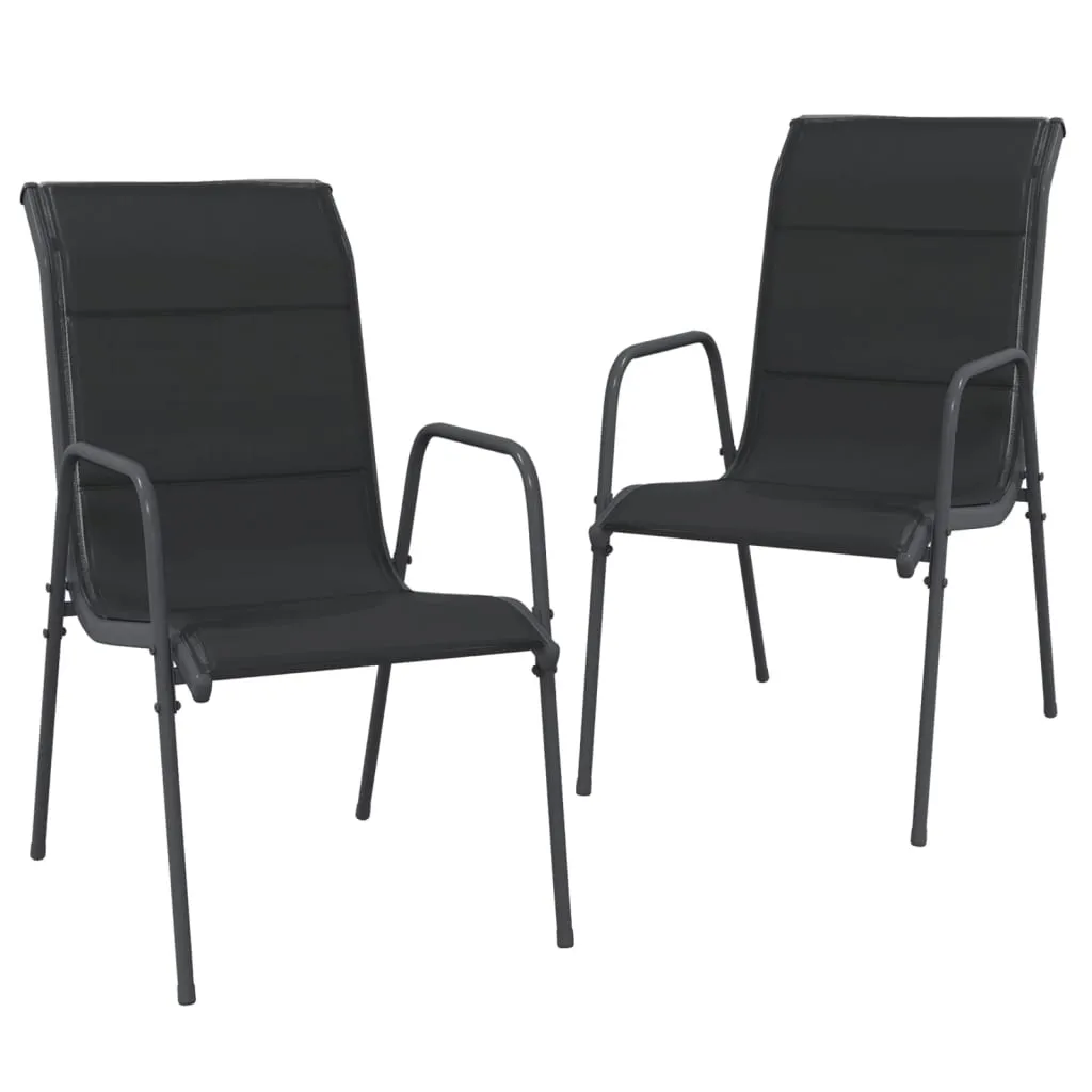 Patio Chairs Outdoor Stack Chair for Patio Steel and Textilene Black