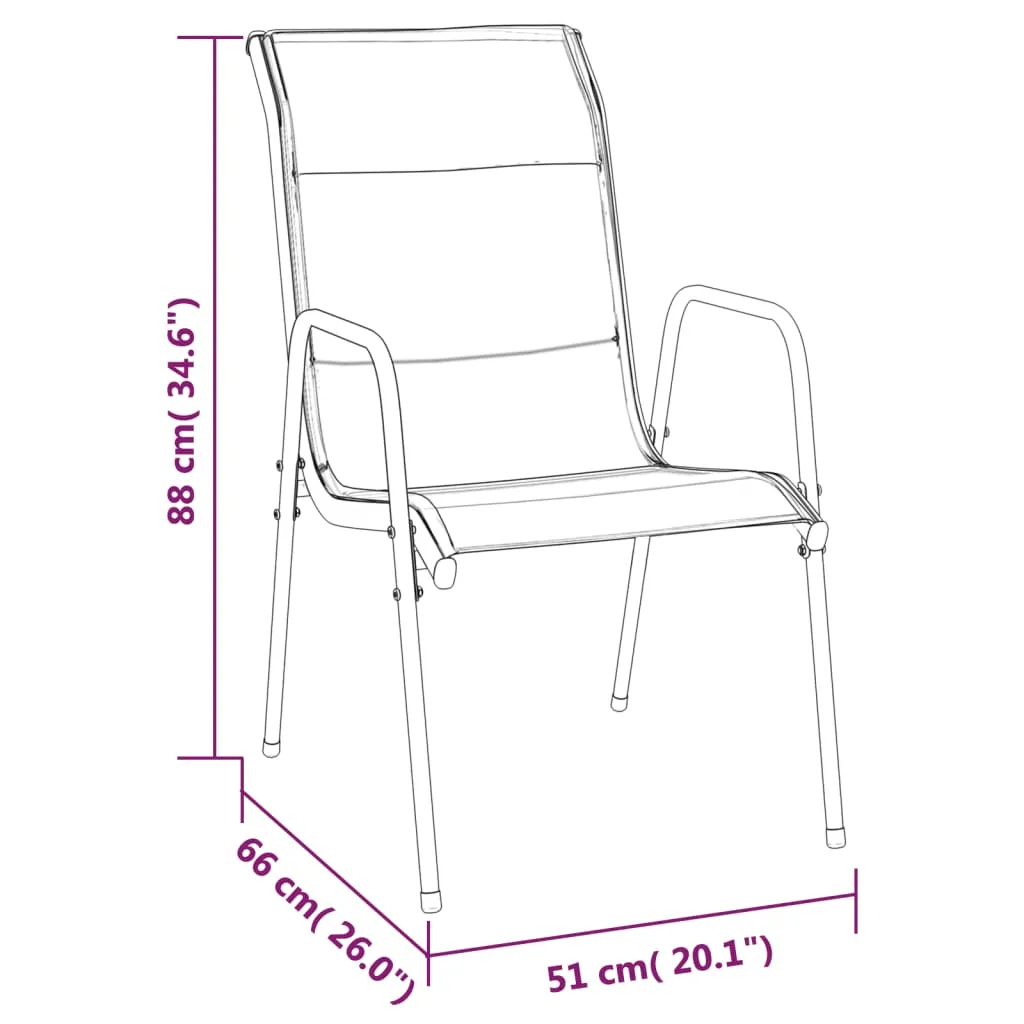 Patio Chairs Outdoor Stack Chair for Patio Steel and Textilene Black