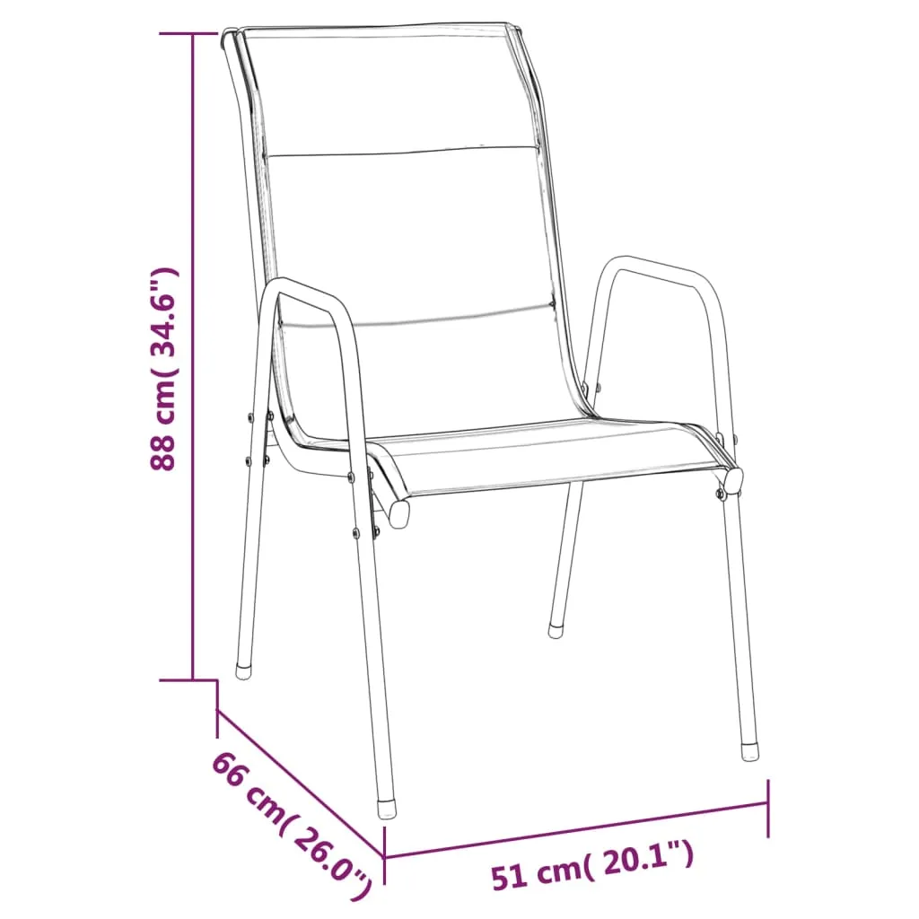 Patio Chairs Outdoor Stack Chair for Patio Steel and Textilene Black