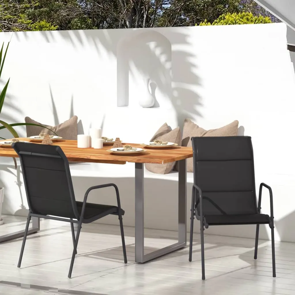 Patio Chairs Outdoor Stack Chair for Patio Steel and Textilene Black