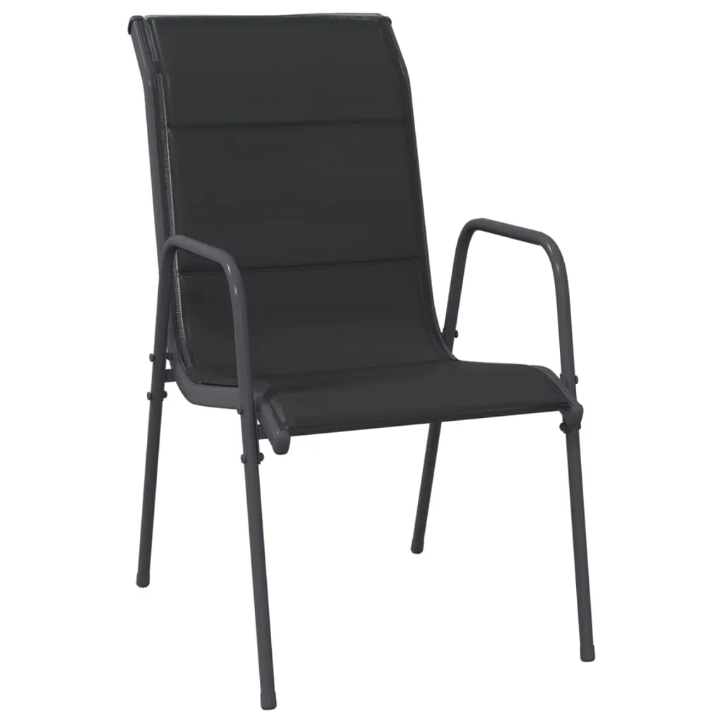 Patio Chairs Outdoor Stack Chair for Patio Steel and Textilene Black