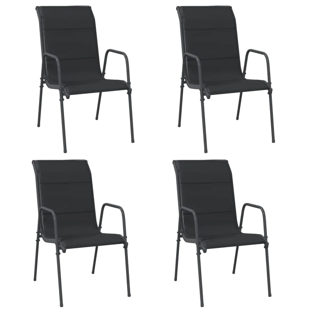 Patio Chairs Outdoor Stack Chair for Patio Steel and Textilene Black