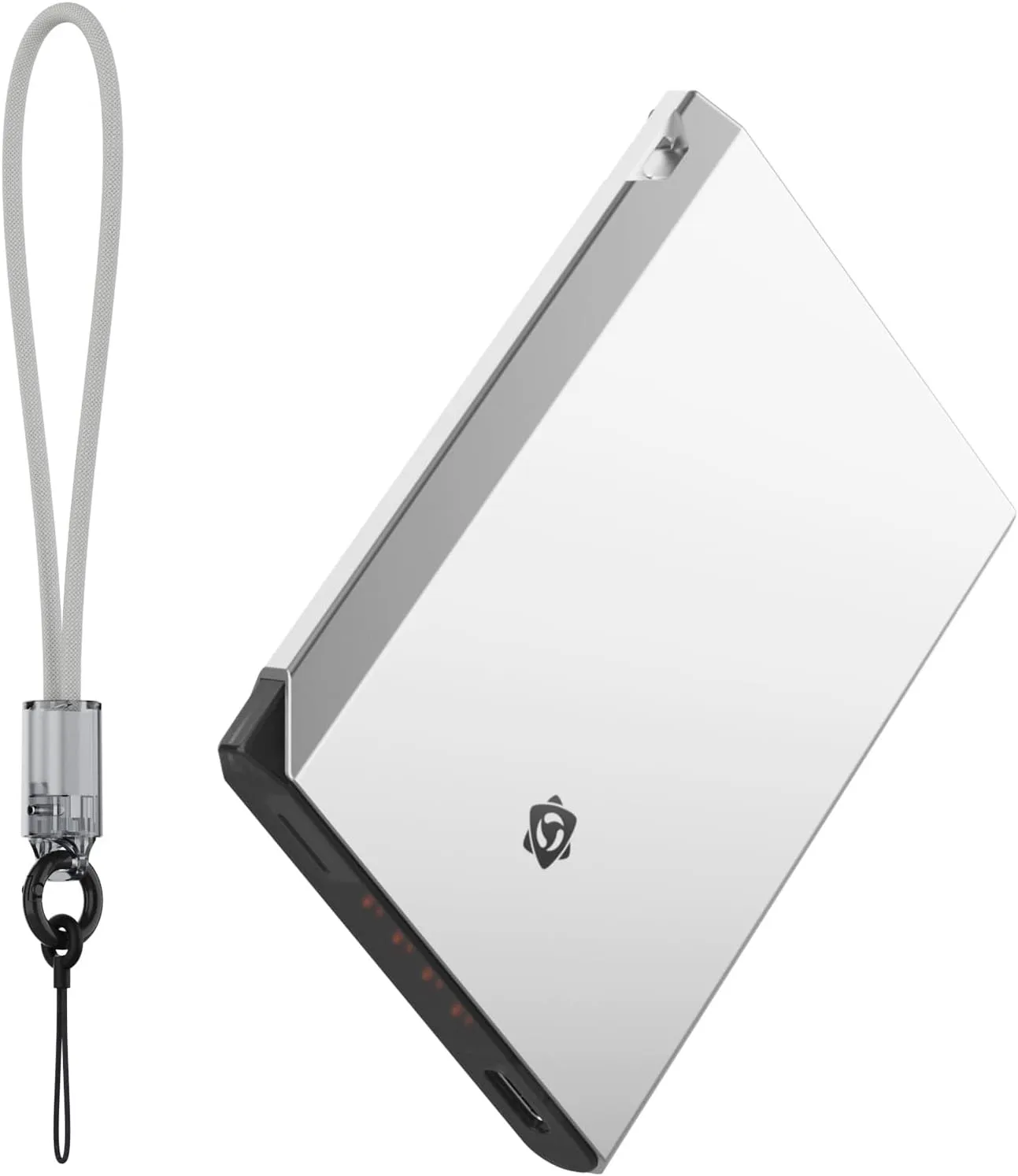 PB20 Air Portable Charger: 5000mAh Power Bank with Built-in USB-C Cable, Beeper for Visually Impaired Users, Bidirectional Charging, Compatible with iWatch, iPhone 16/15, and Type-C Devices