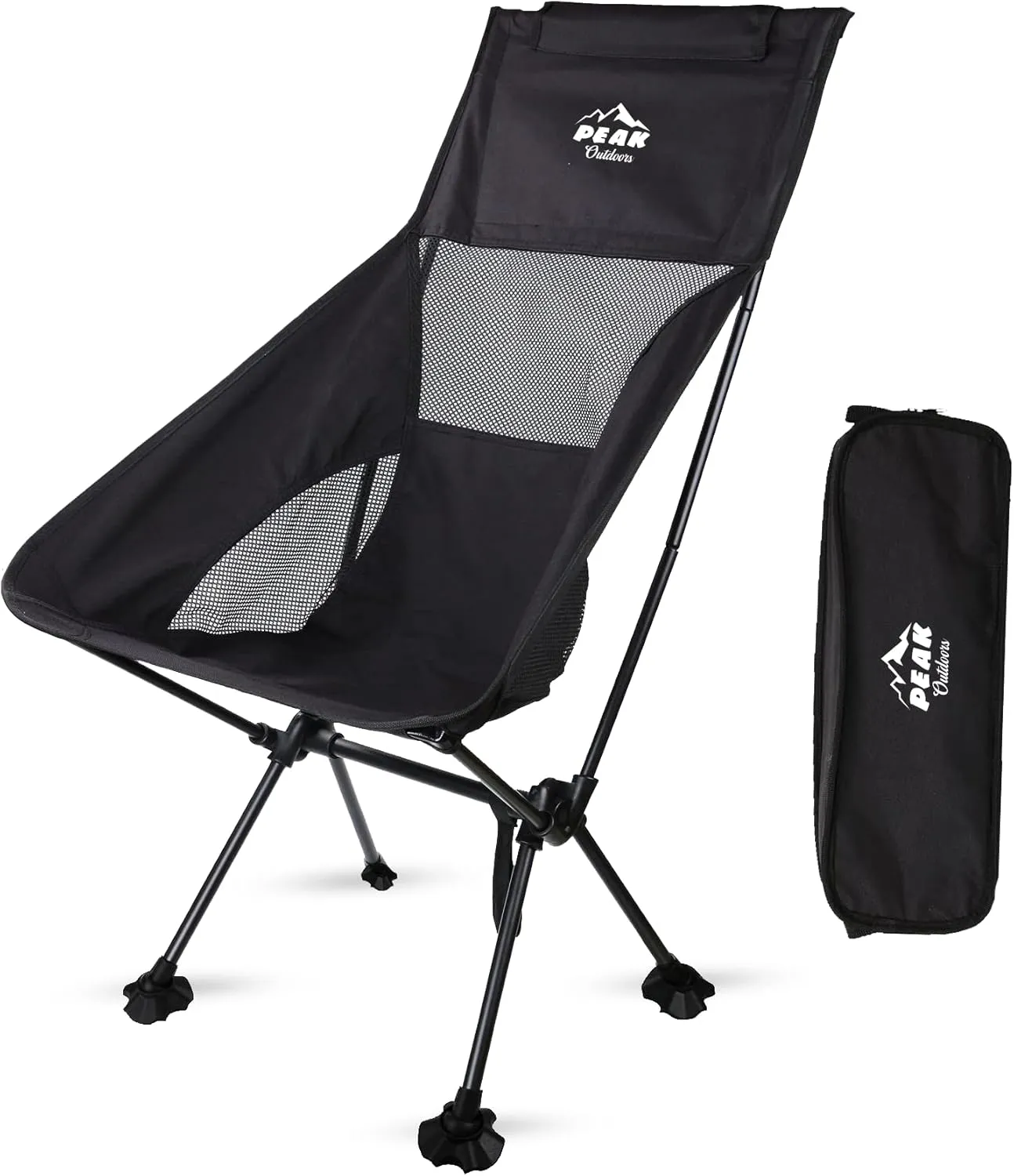 Peak Outdoors Backpacking Chair Lightweight Camping Chair – High Back Ultralight Folding Camp Chair with Storage Bag, Compact Portable Tall Hiking Chair and Beach Chair