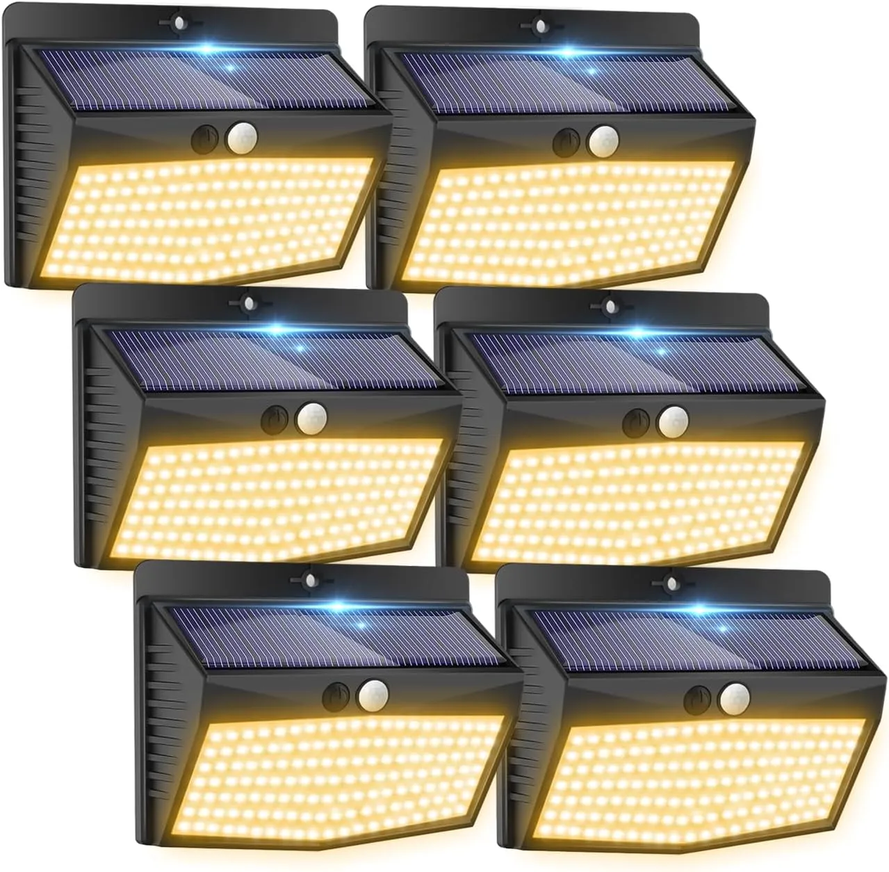 Peasur [138 LED/6 Packs] Solar Outdoor Motion Sensor Lights with 3 Lighting Modes Wireless Wall Waterproof Security Powered for Garden Fence Yard Deck Garage, Warm White