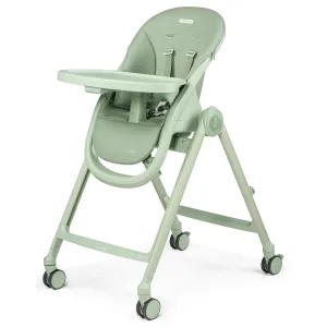 Peg Perego Living, Grow with Baby Folding High Chair & Recliner, Height Adjustable, Quick Clean & Easy Push Wheels for Babies & Toddlers, Made in Italy, Sage