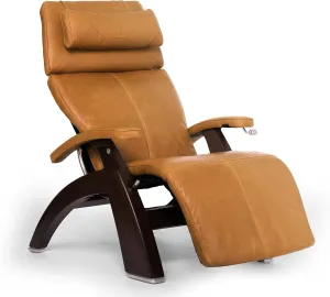 Perfect Chair Human Touch PC-420 Classic Manual Plus with Jade Heat Dark Walnut Wood Base Zero-Gravity Recliner - Sycamore Premium Leather