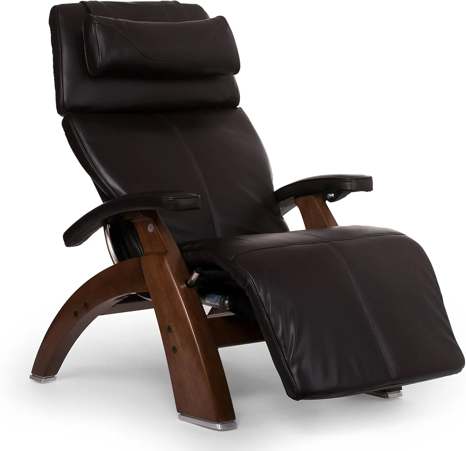 Perfect Chair Human Touch PC-600 Omni Motion Silhouette Series 2 Power Recline Chestnut Wood Base Zero-Gravity Recliner - Espresso Premium Leather
