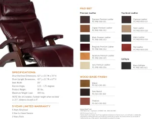 Perfect Chair Human Touch PC-610 Omni-Motion Power Dark Walnut Zero-Gravity Recliner   Jade Heat Therapy Kit - Black SoftHyde Vinyl