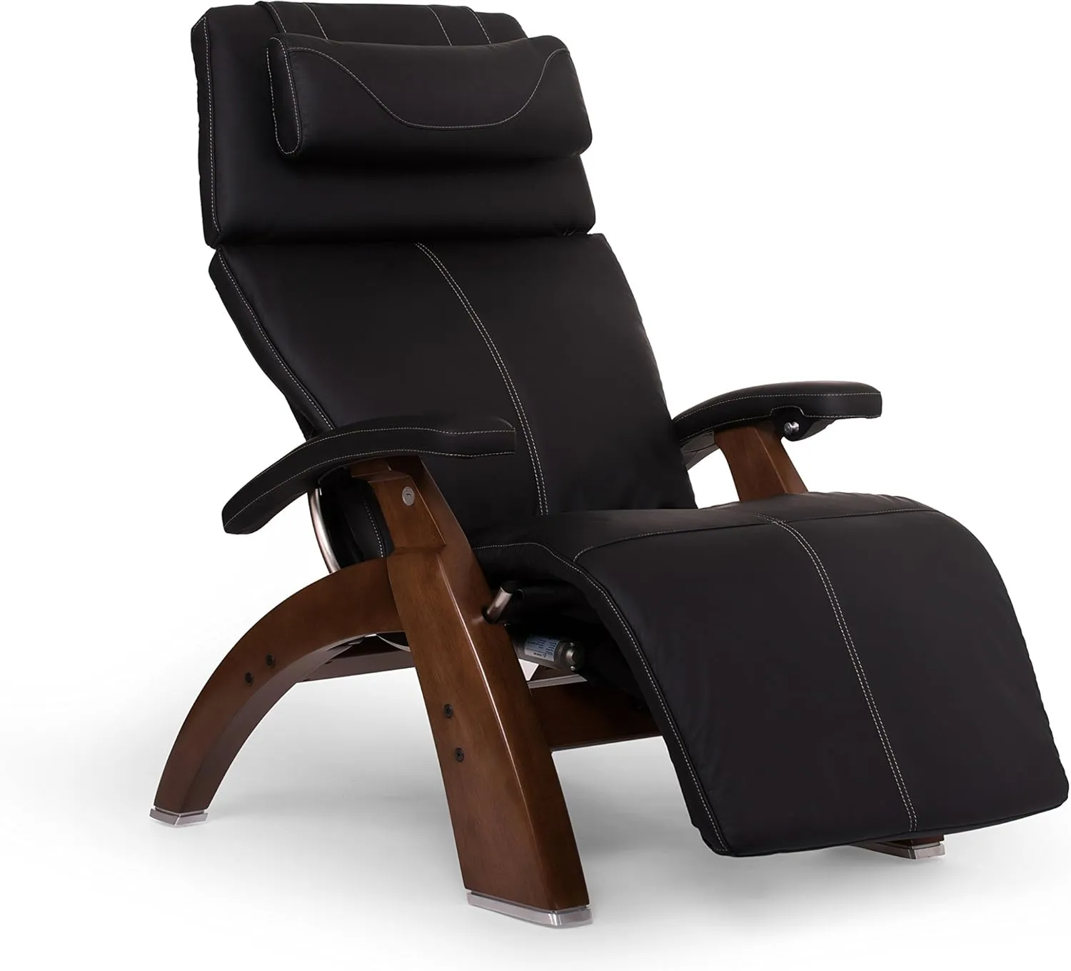 Perfect Chair Human Touch PC-610 Omni-Motion Series 2 Power Recline Walnut Wood Base Zero-Gravity Recliner - Black SoftHyde Vinyl