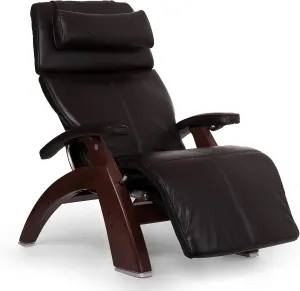 Perfect Chair Human Touch PC-610 Omni-Motion Series 2 Power Recline Walnut Wood Base Zero-Gravity Recliner - Espresso Premium Leather