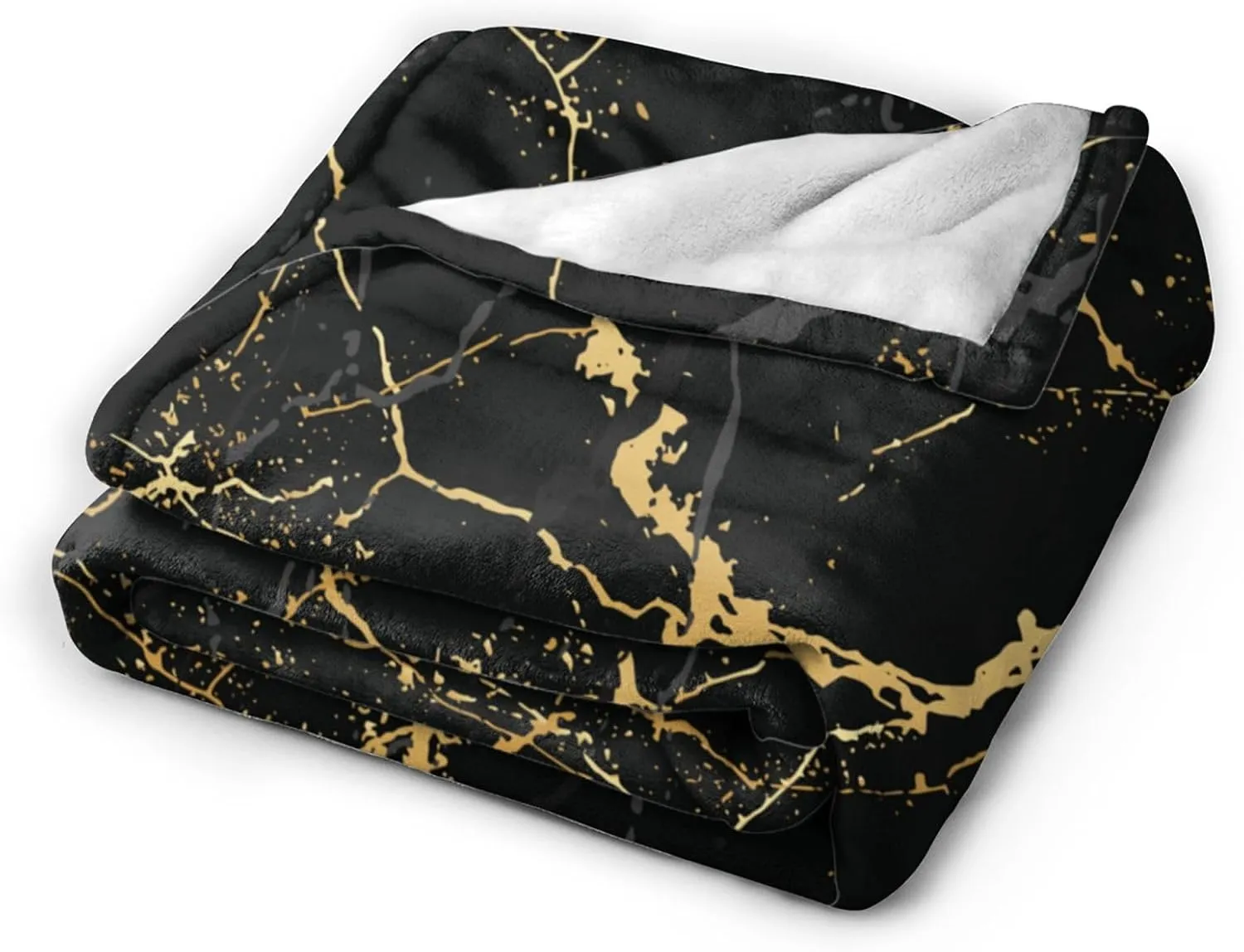 Perinsto Black Marble Texture Throw Blanket Ultra Soft Warm All Season Decorative Fleece Blankets for Bed Chair Car Sofa Couch Bedroom 50"X40"