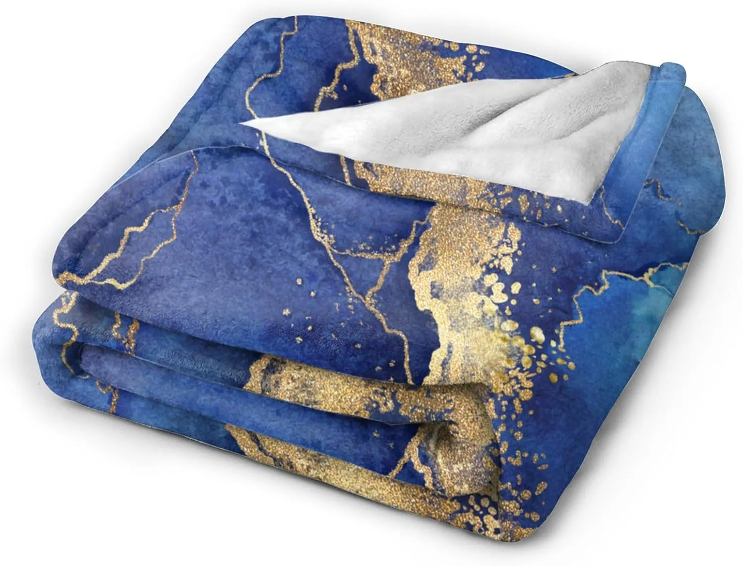 Perinsto Blue Marble Background Throw Blanket Ultra Soft Warm All Season Decorative Fleece Blankets for Bed Chair Car Sofa Couch Bedroom 50"X40"