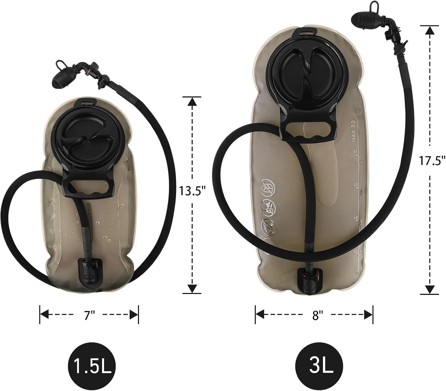 PETAC GEAR 1.5L / 3L Tactical Hydration Pack，Molle Carrier Pouch for 50 oz /100 oz Hydration Bladder Daypack Water Backpack.