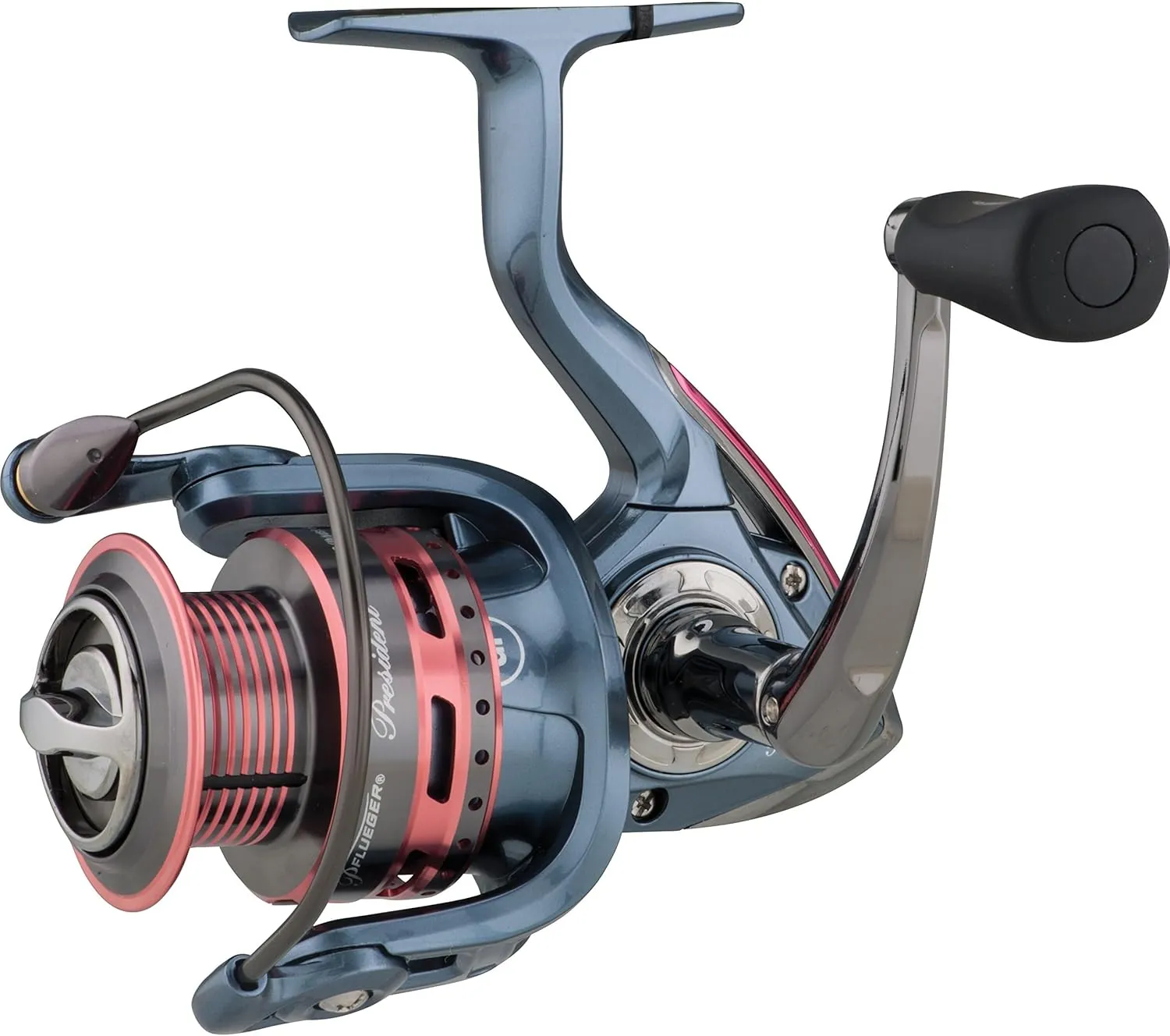 Pflueger Lady President Spinning Reel, Right/Left Handle Position, Graphite Body and Rotor, Corrosion-Resistant, Aluminum Spool, Front Drag System