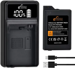 Pickle Power PSP 3001 Battery and LED Display Charger for Sony PSP 2000/3000 PSP-S110 Console, PSP-3001 PSP-3002 PSP-3000 PSP-3004 PSP-2001 PSP-2002 PSP-2003,PSP Lite, PSP Slim