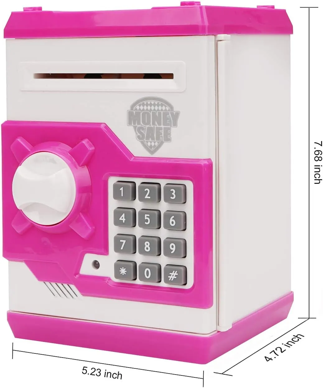 Piggy Bank, Electronic ATM Password Cash Coin Can Auto Scroll Paper Money Saving Box Toy Gift for Kids (White Pink)