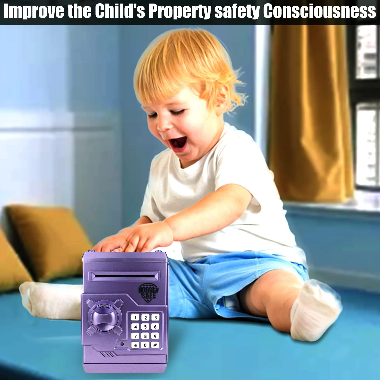 Piggy Bank for Boys Girls, 4 5 6 7 8 9 10 Year Old Girl Boy Birthday Gift Ideas, Electronic Password Money Saving Box ATM, Great Gift Safe Bank Toys for Kids (Purple)