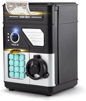 Piggy Bank for Boys Girls, Kids Safe, Electronic Mini ATM Money Saving Box Toy 2025 with Password & Face ID Simulation, Christmas Birthday Gifts for 4 5 6 7 8 9 10 Year Old, Coin Cash Can