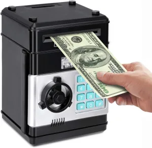 Piggy Bank for Kids, Toys for 6 7 8 9 10 11 12 Year Old Boy Gifts, Electronic Coin Money Bank Toys for Ages 8-13 Christmas Birthday Gifts (Black)