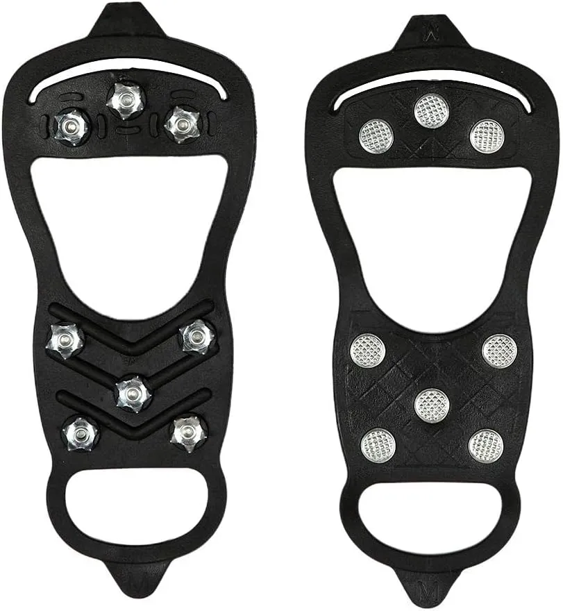 pistro 1 Pair Shoe Ice Cleats 8Teeth for Walk on Ice Snow and Freezing Mud Ground
