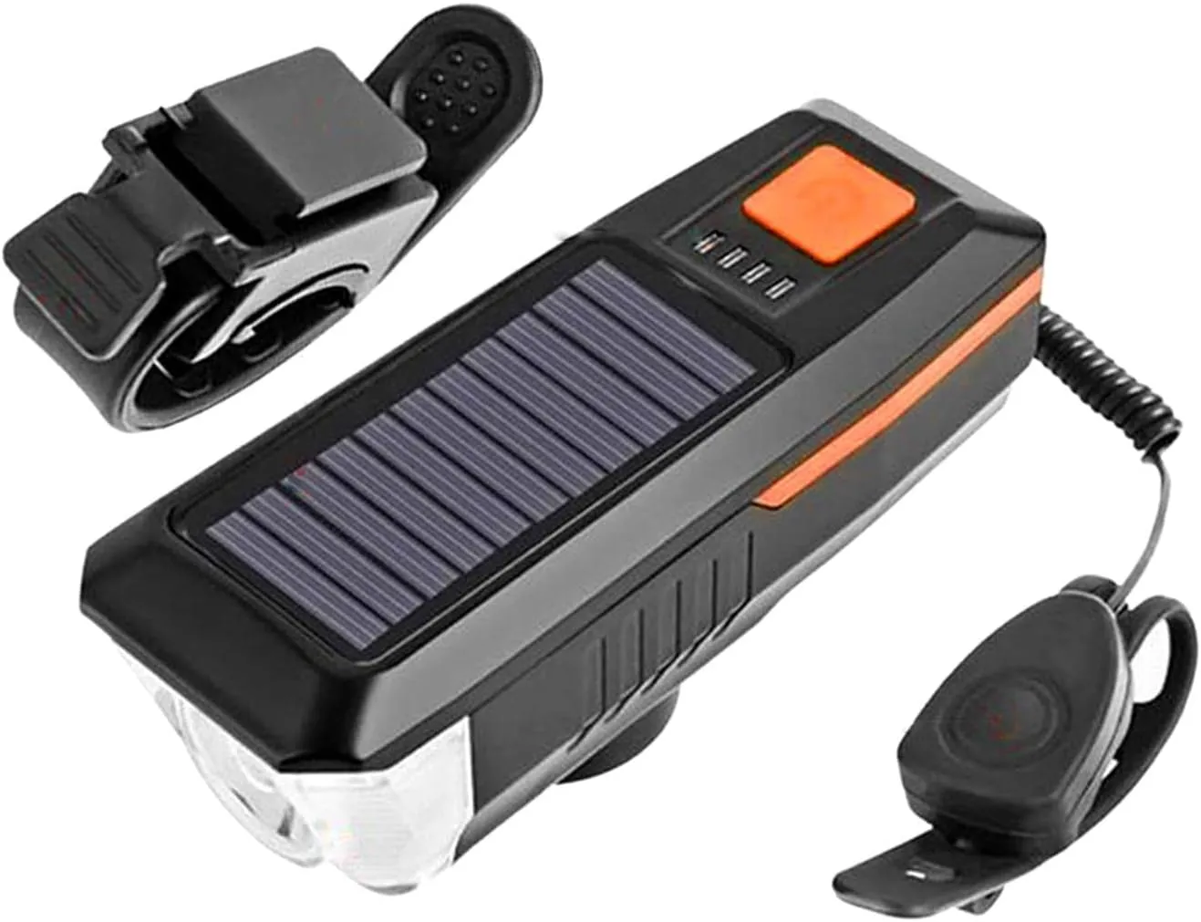 pistro Solar/USB Rechargeable Headlight Bike Head Bell Lamp