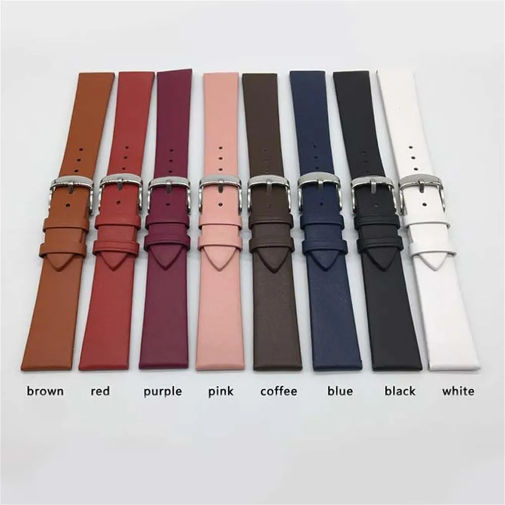 Plain Weave Leather Watch strap 12 14 16 18 20 22 mm leather Watch band with Gold Pin buckle