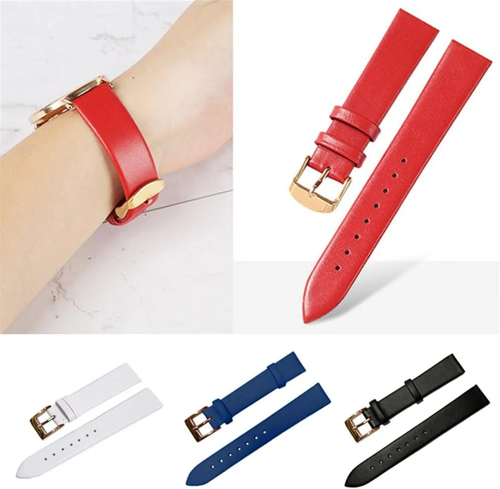 Plain Weave Leather Watch strap 12 14 16 18 20 22 mm leather Watch band with Gold Pin buckle