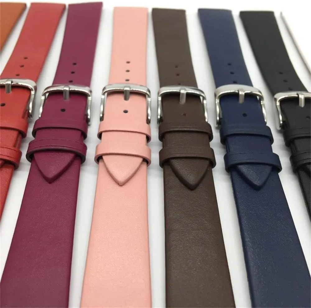 Plain Weave Leather Watch strap 12 14 16 18 20 22 mm leather Watch band with Gold Pin buckle