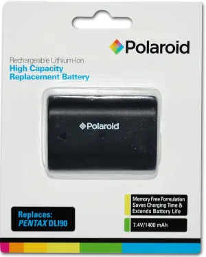 Polaroid High Capacity Penatx DLI90 Rechargeable Lithium Replacement Battery (Compatible With: Pentax K-7, K-5, 645D)