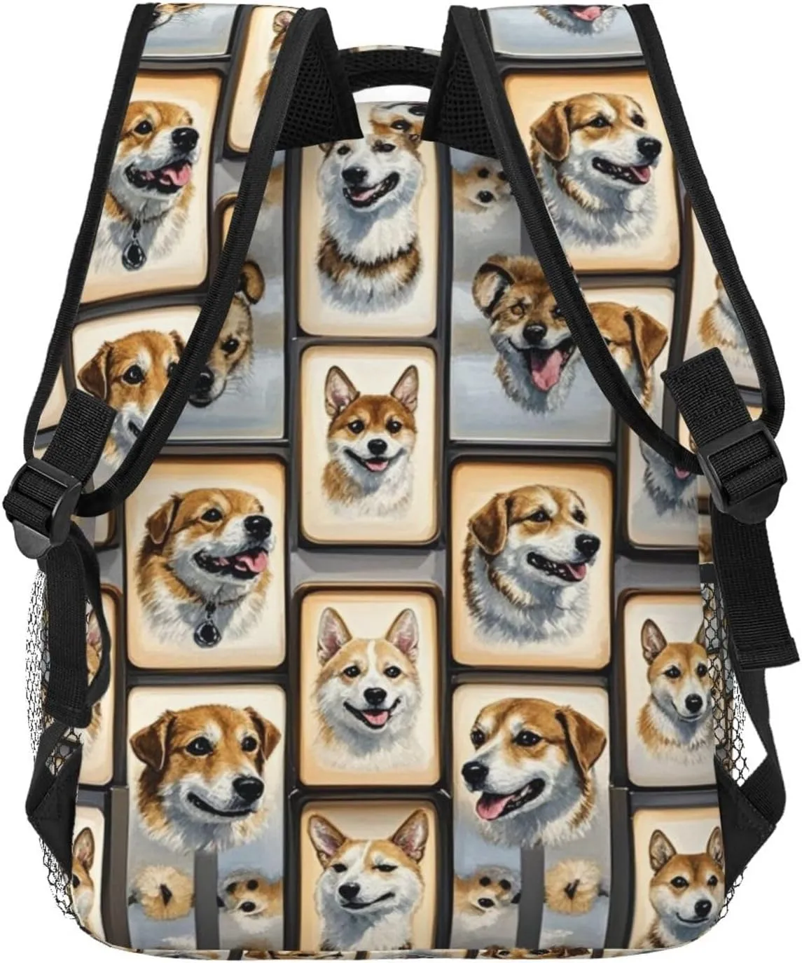 Polyester Daypack Backpack for Sports Travel Running - Big Capacity Anti-Theft Multipurpose Carry On Bag, Cute Pet Dogs Art Laptop Book Bag Rucksack