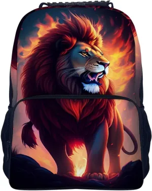 Polyester Daypack Backpack for Trekking Picnic Walking Cycling - Large Capacity Anti-Theft Multipurpose Shoulder Bag, Cool Lion In The Universe Surreal Style Art Casual Daypack