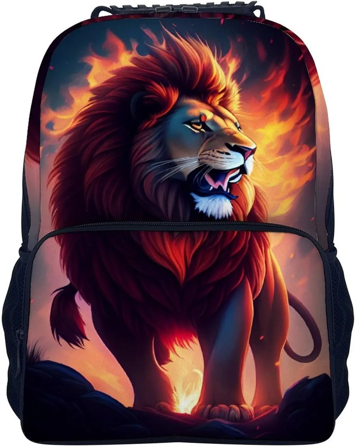Polyester Daypack Backpack for Trekking Picnic Walking Cycling - Large Capacity Anti-Theft Multipurpose Shoulder Bag, Cool Lion In The Universe Surreal Style Art Casual Daypack