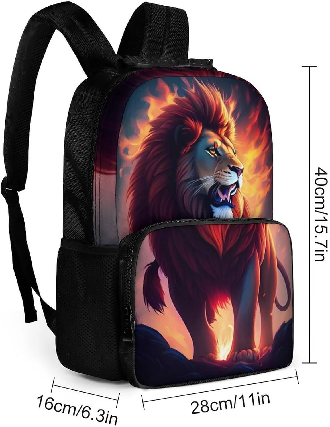 Polyester Daypack Backpack for Trekking Picnic Walking Cycling - Large Capacity Anti-Theft Multipurpose Shoulder Bag, Cool Lion In The Universe Surreal Style Art Casual Daypack