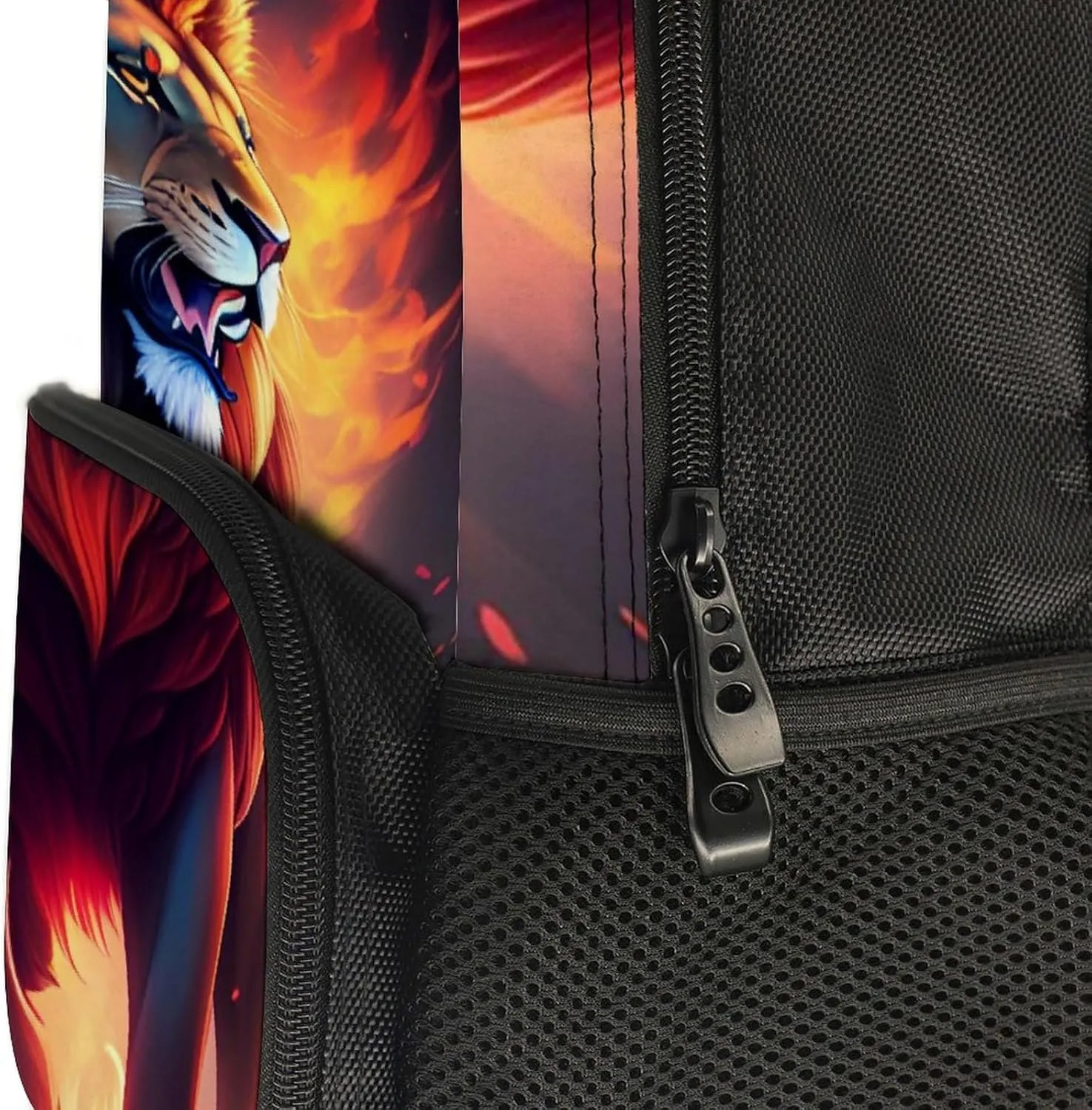 Polyester Daypack Backpack for Trekking Picnic Walking Cycling - Large Capacity Anti-Theft Multipurpose Shoulder Bag, Cool Lion In The Universe Surreal Style Art Casual Daypack