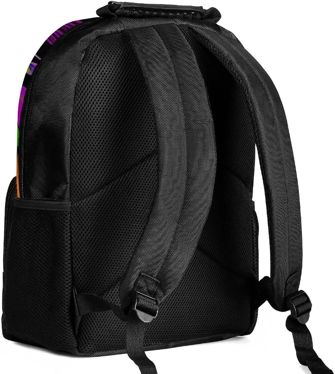 Polyester Daypack Backpack for Trekking Picnic Walking Cycling - Large Capacity Anti-Theft Multipurpose Shoulder Bag, Psychedelic Marijuanaweed Skull Rainbow Stripes Art Casual Daypack