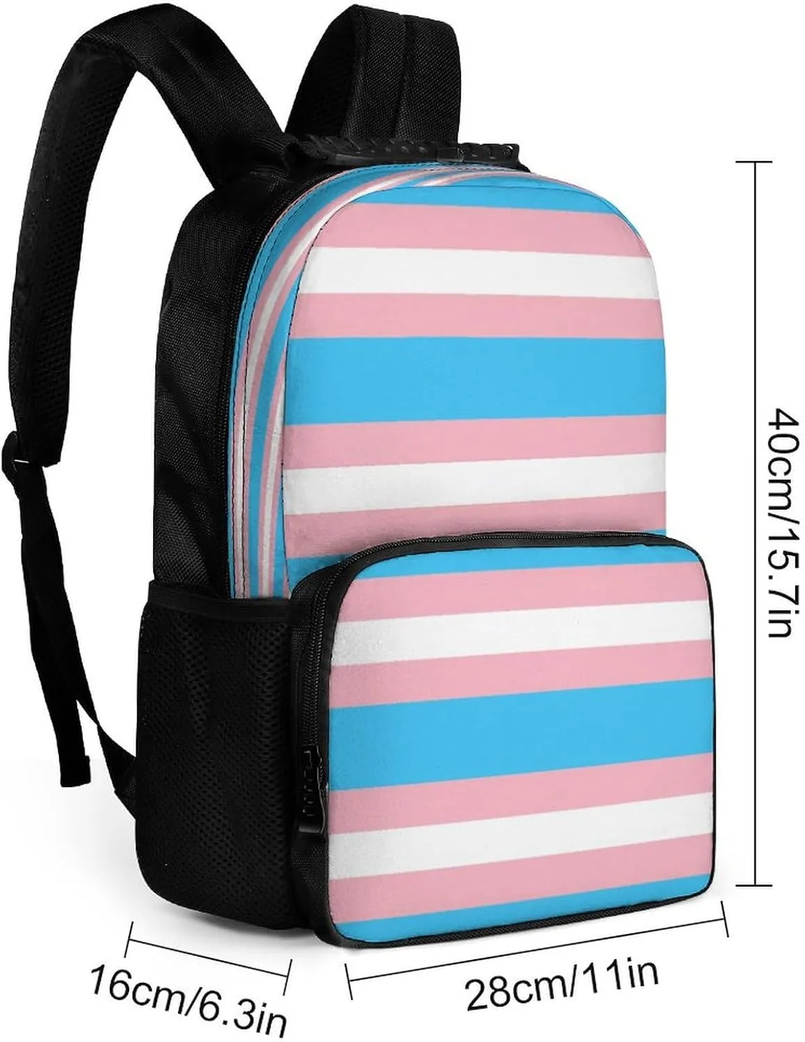 Polyester Daypack Backpack for Trekking Picnic Walking Cycling - Large Capacity Anti-Theft Multipurpose Shoulder Bag, Transgender Pride Flag LGBT Stripe Casual Daypack
