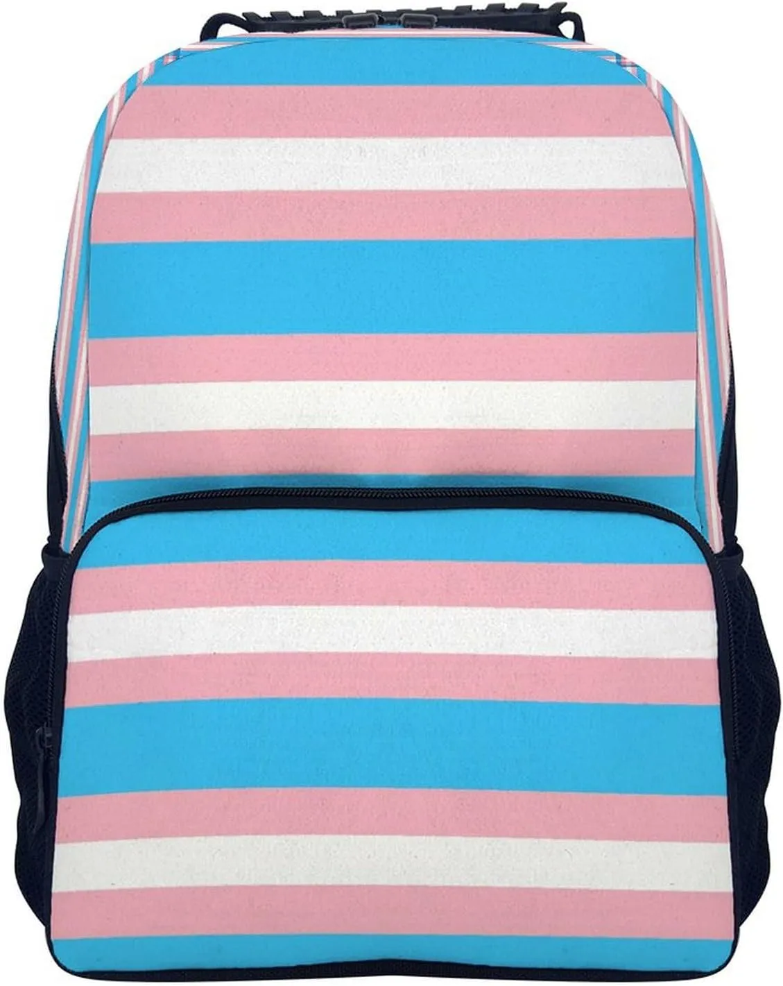 Polyester Daypack Backpack for Trekking Picnic Walking Cycling - Large Capacity Anti-Theft Multipurpose Shoulder Bag, Transgender Pride Flag LGBT Stripe Casual Daypack