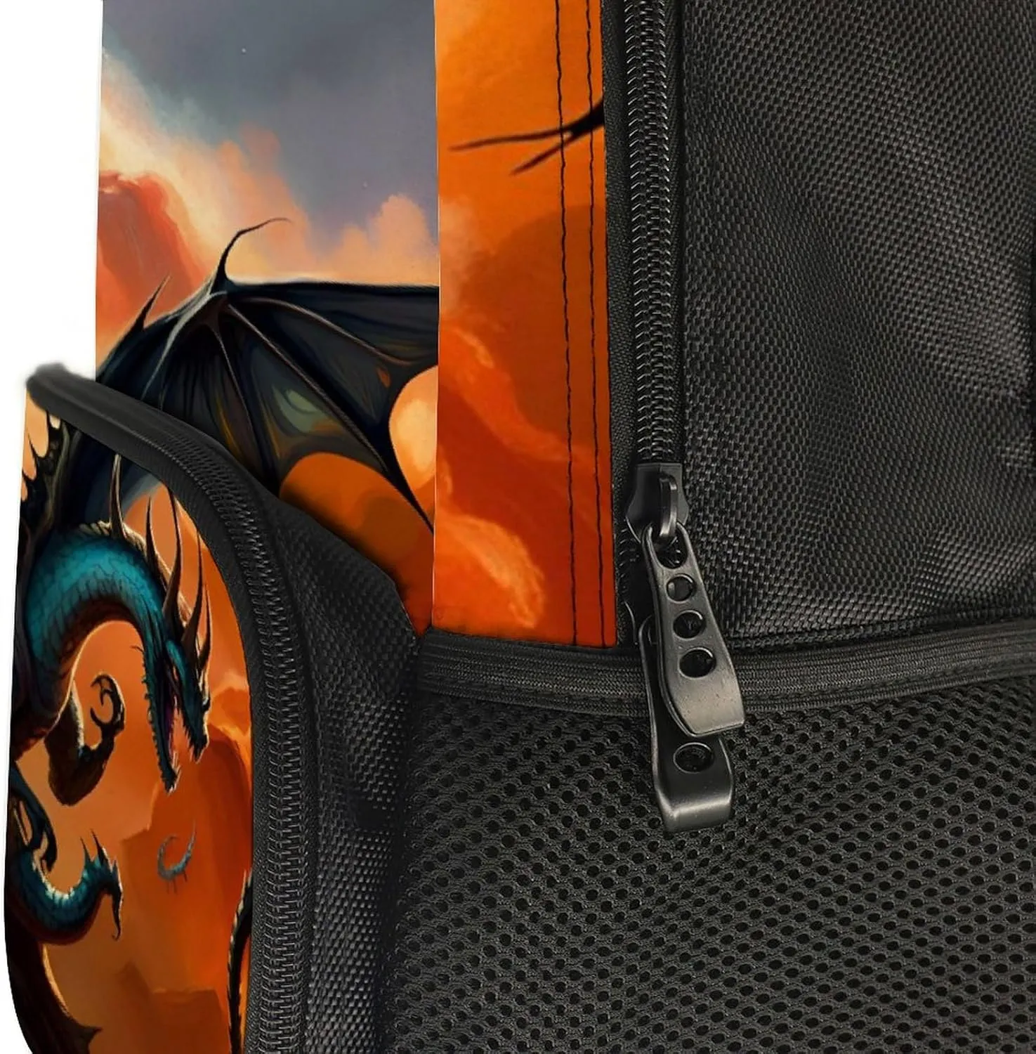 Polyester Daypack for Camping Travel Walking Cycling - Big Capacity Anti-Theft Multipurpose Bookbag, Fantasy Dragon Fire Cool Art Camping Outdoor Backpack