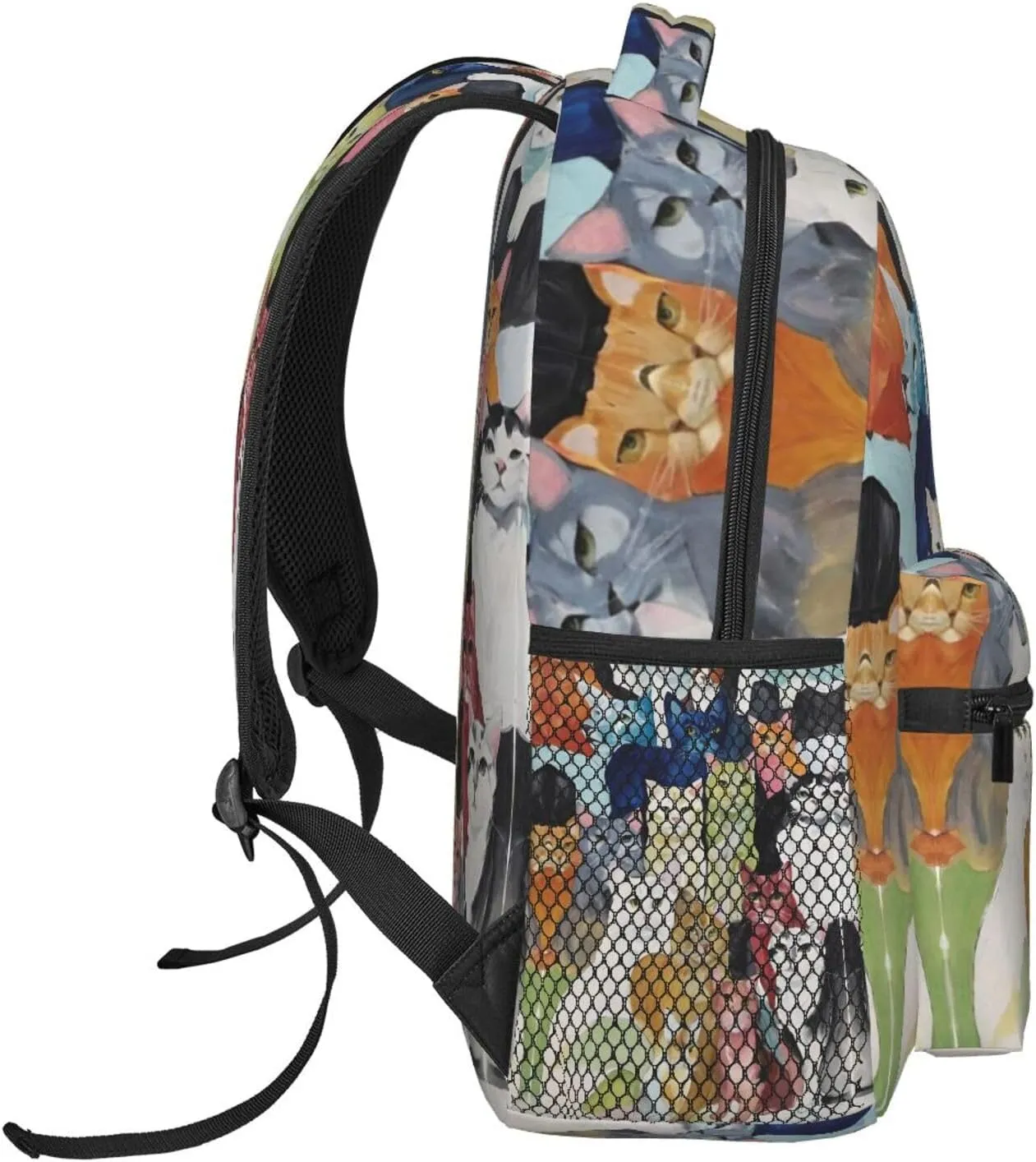 Polyester Daypack for Hiking Work Running - Big Capacity Anti-Theft Multipurpose Shoulder Bag, Cats Animal Art Travel and Sport Backpack Rucksack