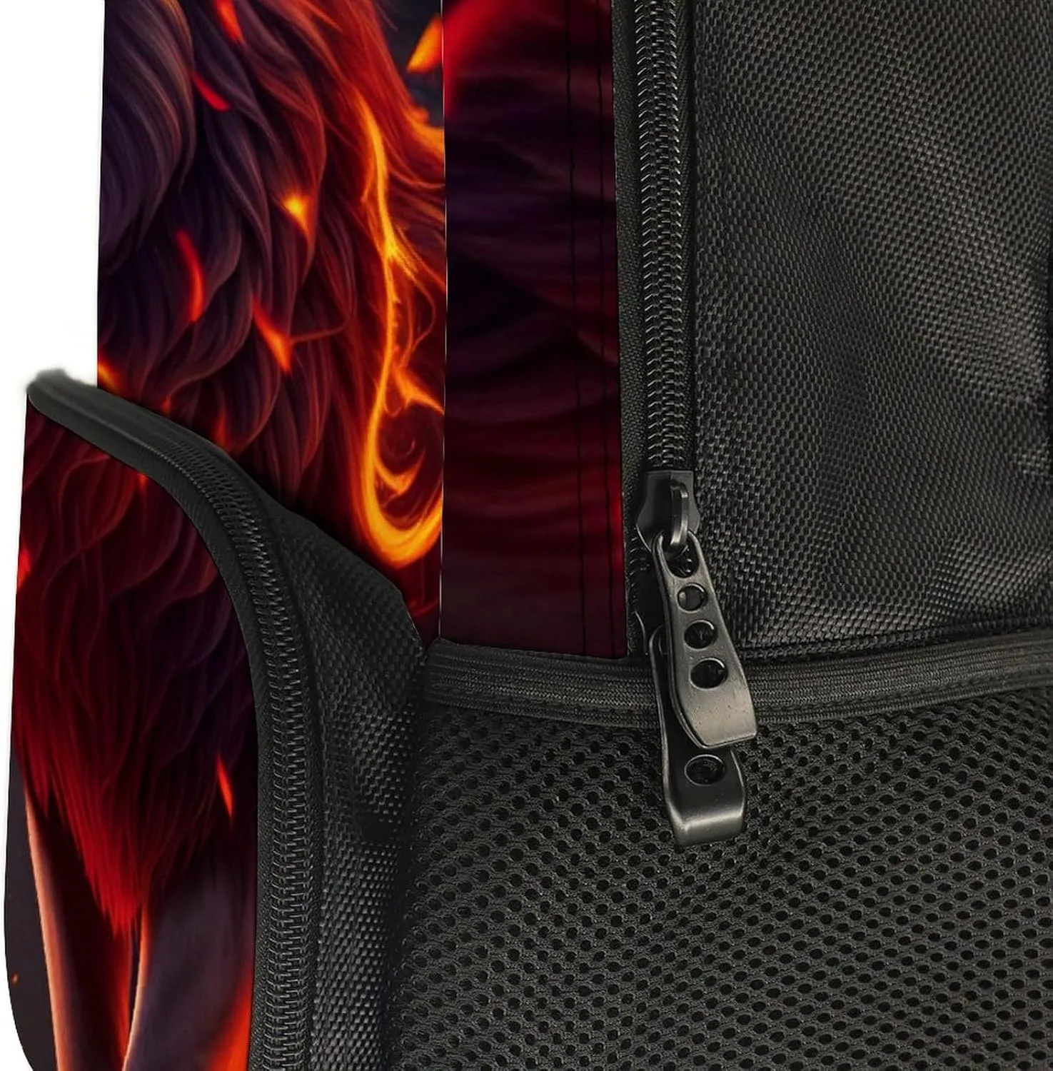 Polyester Daypack for Hiking Work Running - Big Capacity Anti-Theft Multipurpose Shoulder Bag, Cool Lion Fire Surreal Style Art Travel and Sport Backpack Rucksack