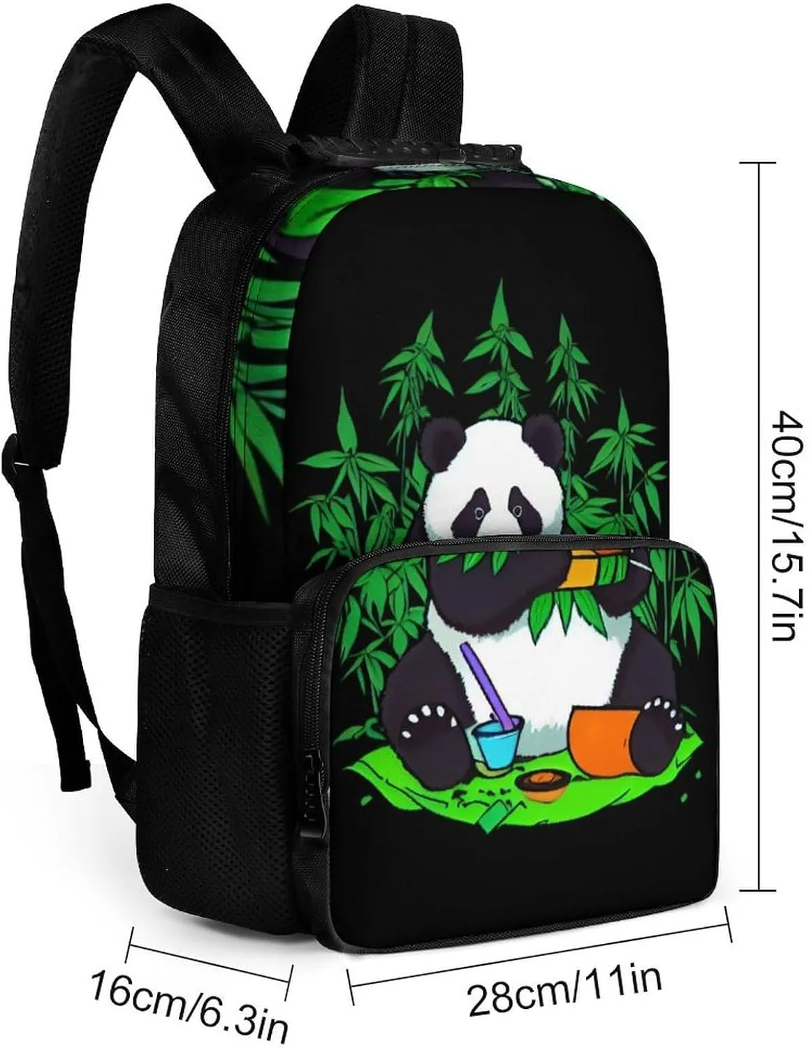 Polyester Daypack for Hiking Work Running - Big Capacity Anti-Theft Multipurpose Shoulder Bag, Hippie Panda Stoner Smoking Marijuanaweed Psychedelic Art Travel and Sport Backpack Rucksack