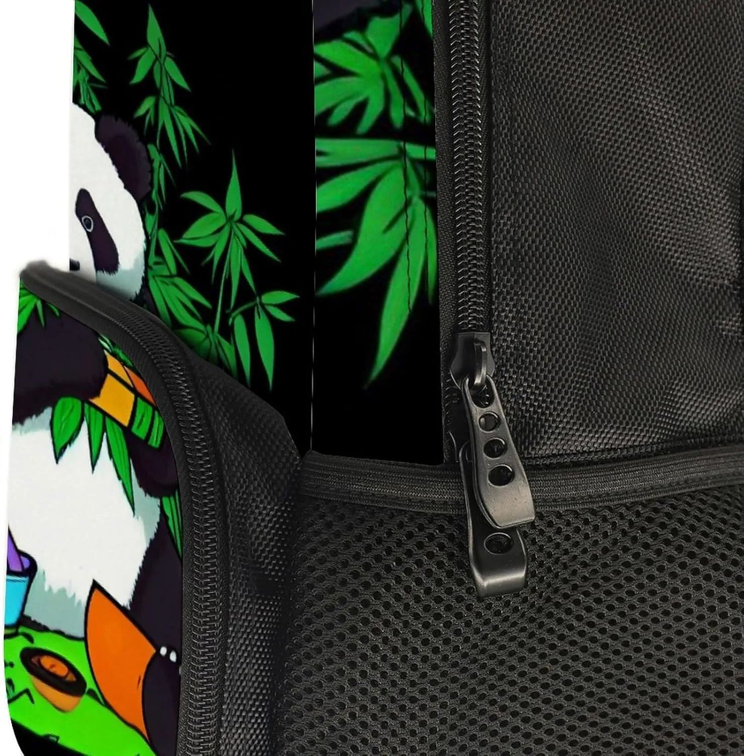 Polyester Daypack for Hiking Work Running - Big Capacity Anti-Theft Multipurpose Shoulder Bag, Hippie Panda Stoner Smoking Marijuanaweed Psychedelic Art Travel and Sport Backpack Rucksack