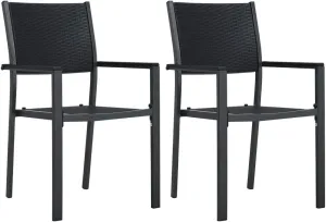 Pool Chair, Balcony Chairs, Patio Chairs 2 pcs, Easy to Clean Suitable for Patio, Porch, Backyard, Balcony, Poolside, Garden Black Plastic Rattan Look