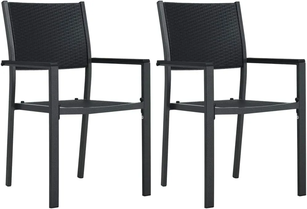 Pool Chair, Balcony Chairs, Patio Chairs 2 pcs, Easy to Clean Suitable for Patio, Porch, Backyard, Balcony, Poolside, Garden Black Plastic Rattan Look