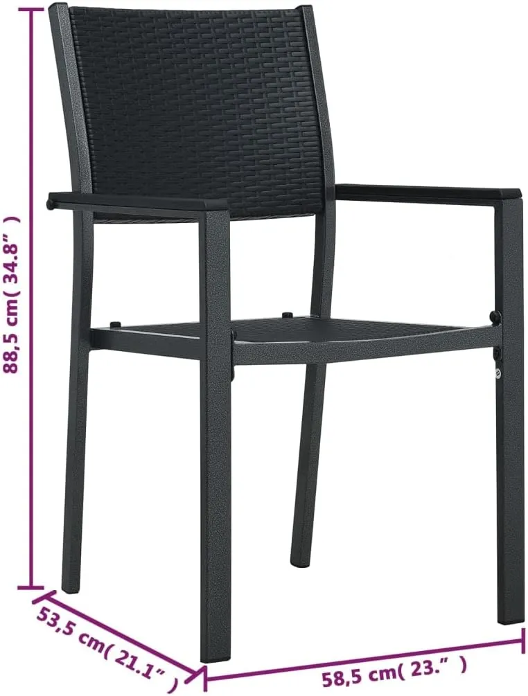 Pool Chair, Balcony Chairs, Patio Chairs 2 pcs, Easy to Clean Suitable for Patio, Porch, Backyard, Balcony, Poolside, Garden Black Plastic Rattan Look