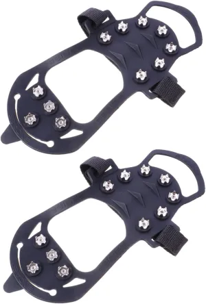 POPETPOP 2Pcs Outdoor Ice Cleats Durable Skid Shoe Covers with Grip Spikes for Winter Sports for Hiking and Climbing Snow and Ice