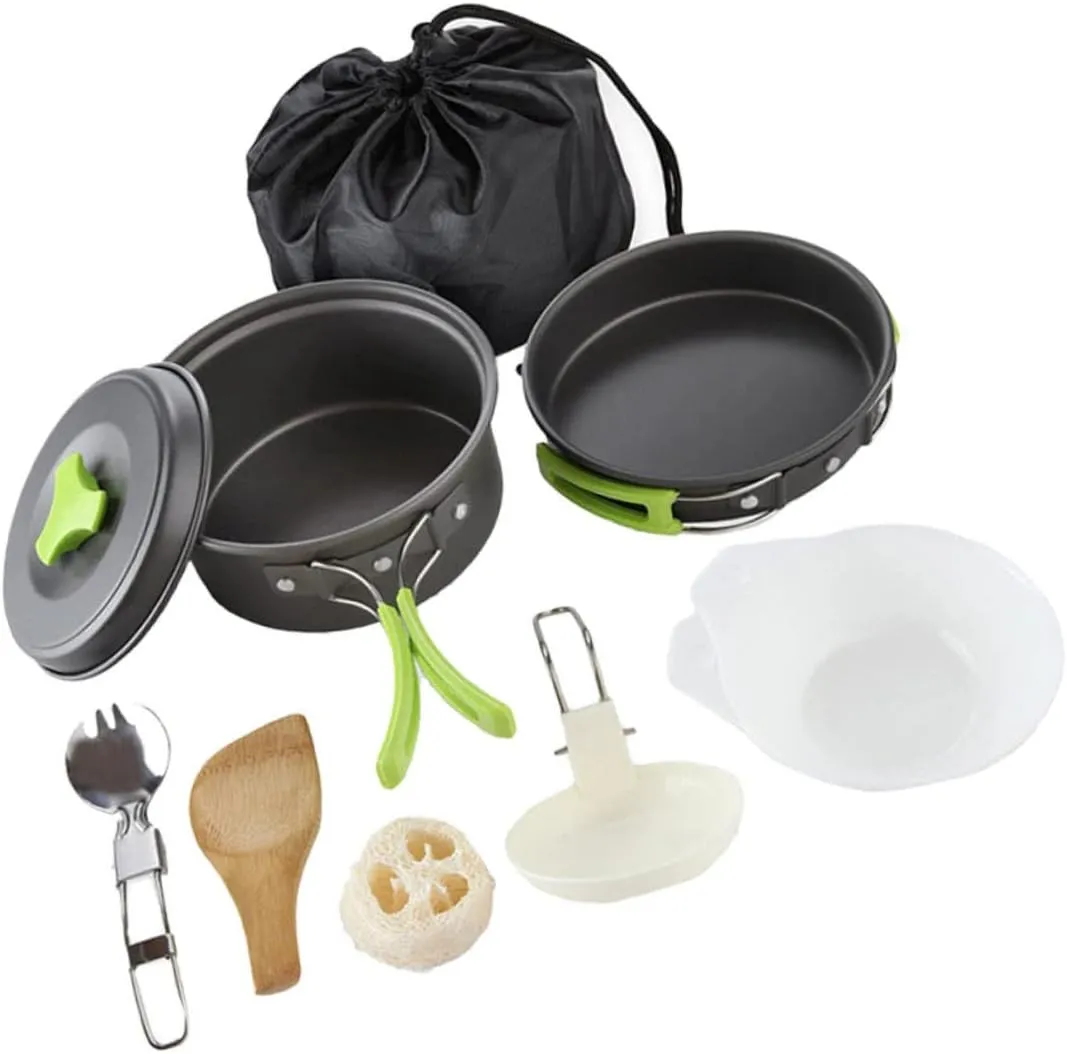 POPETPOP Collapsible Bowls Cookware Set Titanium Camping Utensils Hiking Outdoor Cooking