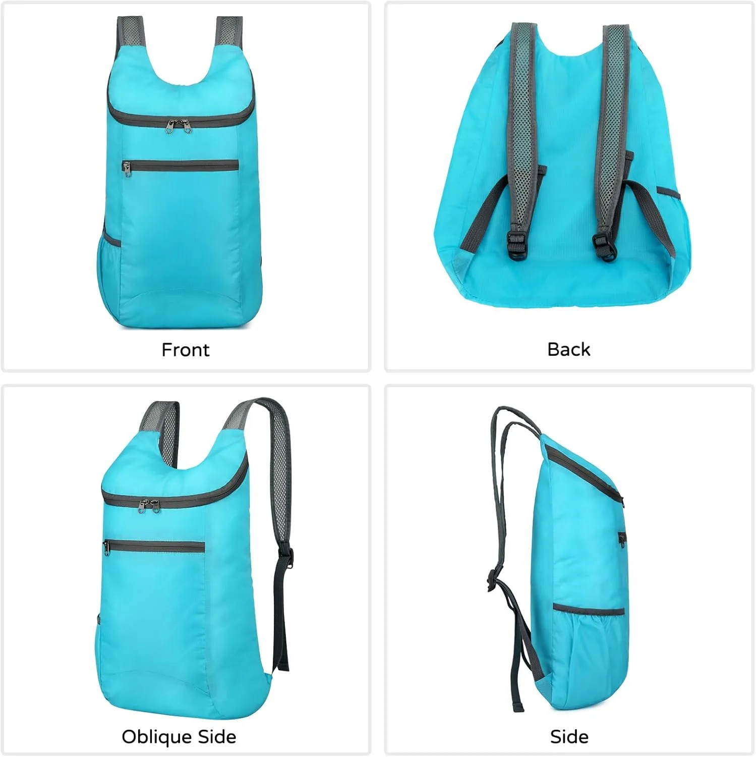 PORRASSO Hiking Backpack Lightweight Waterproof Daypack Foldable Rucksack Backpack for Women Men Camping Trekking Cycling Climbing Outdoor Sports Dark Gray